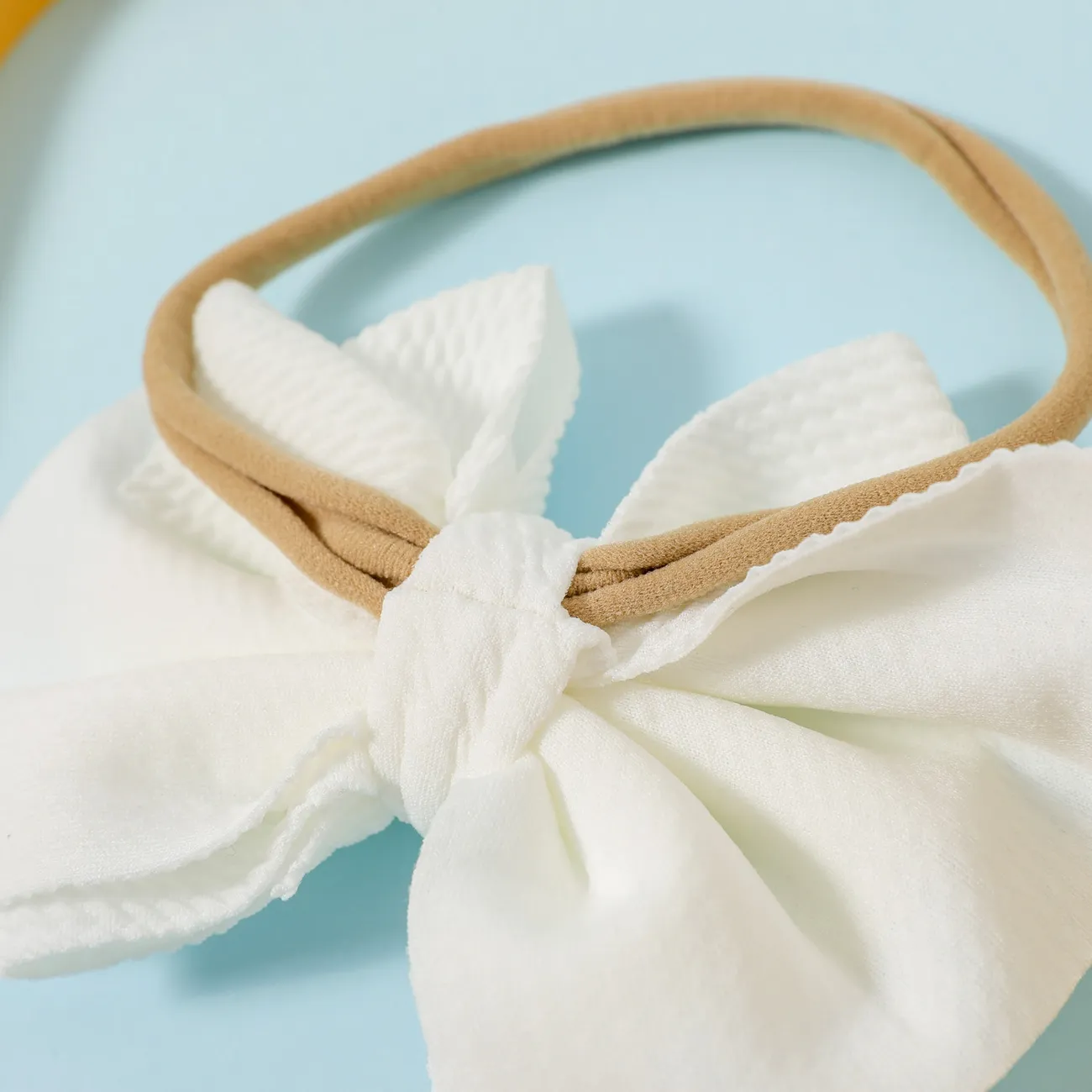Pure Color Textured Bowknot Hair Ties for Girls White big image 1