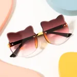 Kids Cartoon Cat Shape Rimless Decorative Glasses (With Glasses Case) Brown