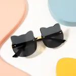 Randlose dekorative Brille in Cartoon-Katzenform für Kinder (mit Brillenetui) schwarz