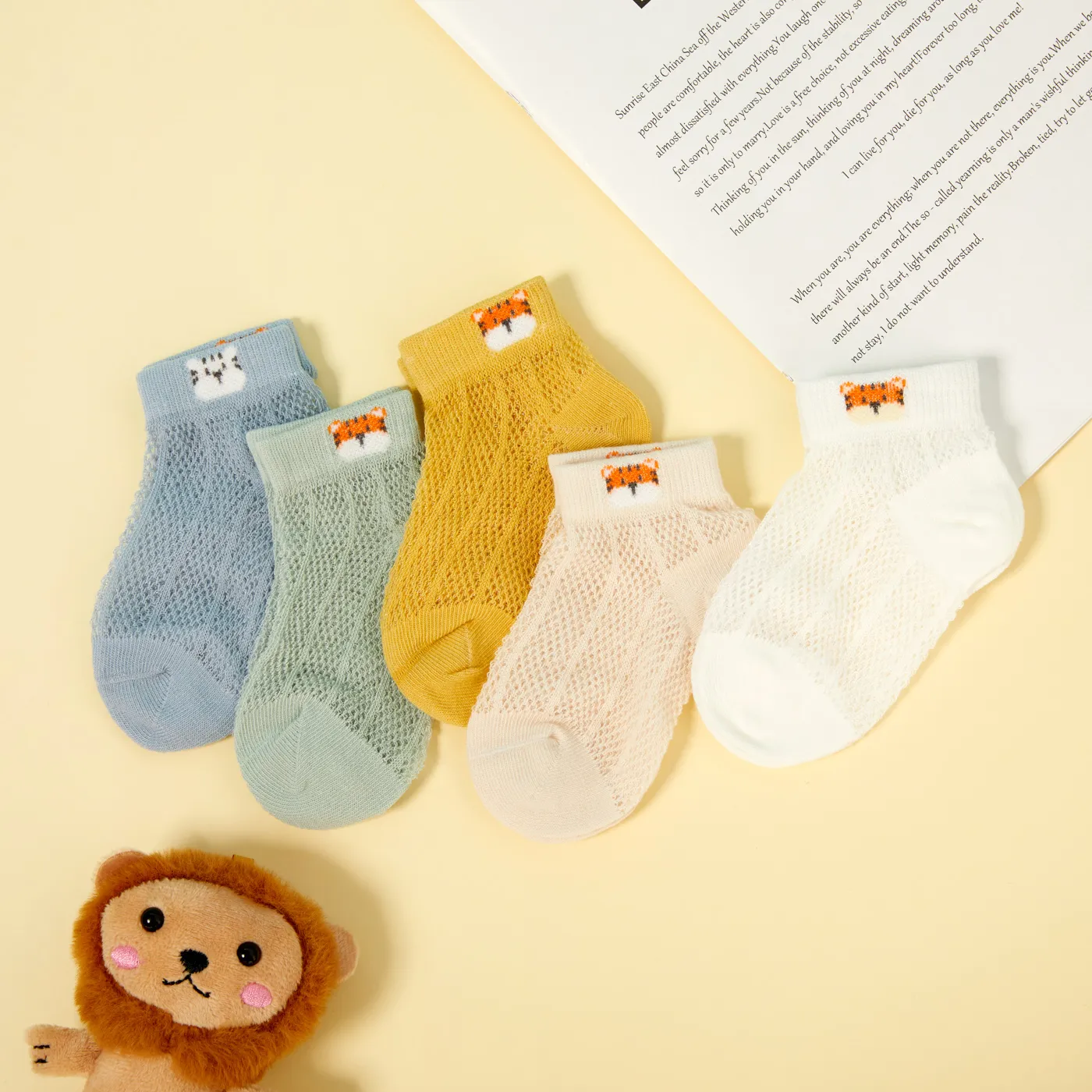 

5-pairs Baby / Toddler / Kid Heart Stars Pattern Mesh Panel Socks