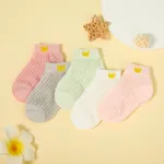 5-pairs Baby / Toddler / Kid Heart Stars Pattern Mesh Panel Socks White