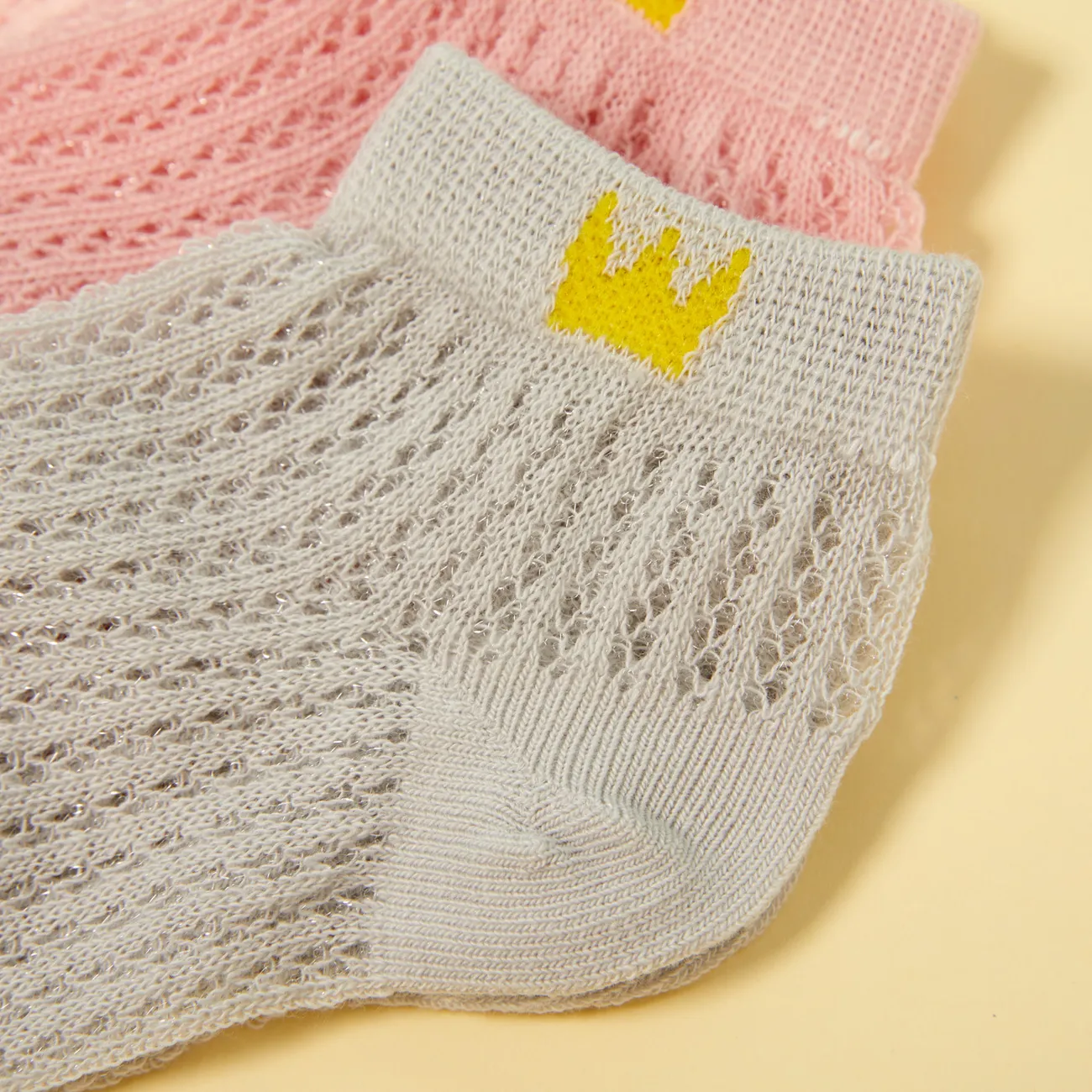 5-pairs Baby / Toddler / Kid Heart Stars Pattern Mesh Panel Socks White big image 1