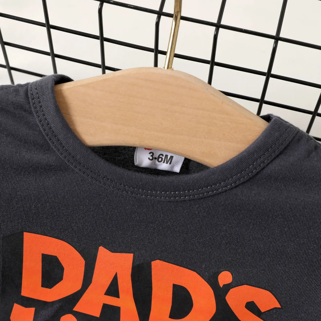 Fête des Pères Bébé Garçon Basique Manches courtes T-Shirt Gris Foncé big image 1