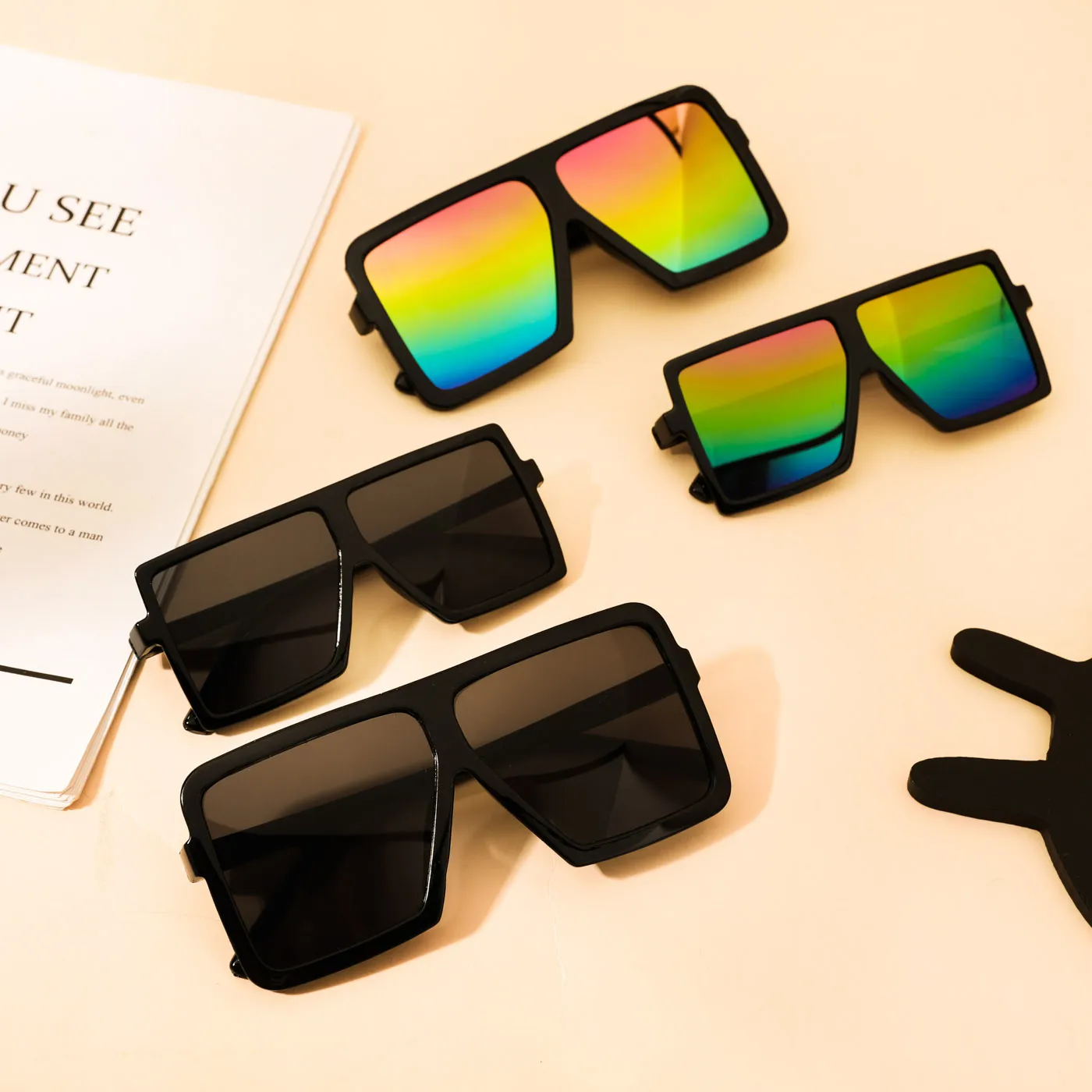 Flat Top Balck Fashion Glasses for Mom and Me