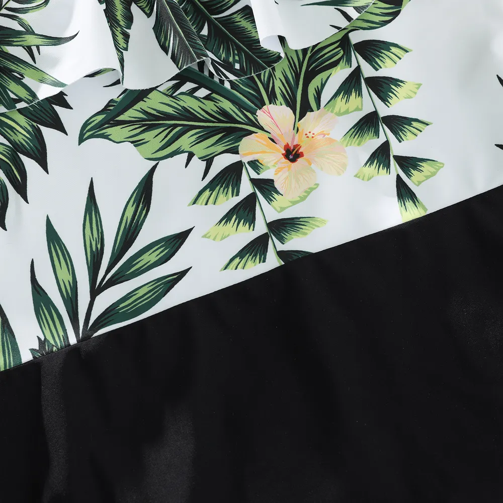 Family Matching Tropical Plant Floral Print One Piece Swimsuit or Swim Trunks Shorts big image 3