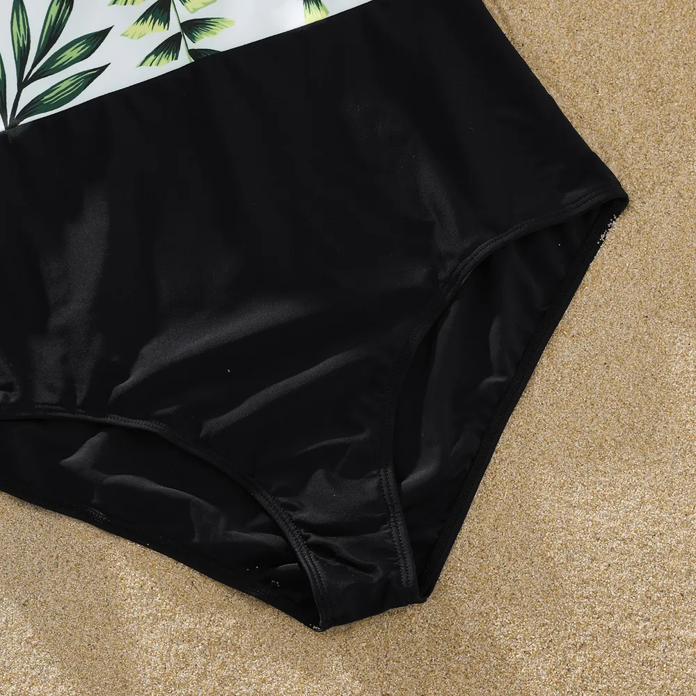Family Matching Tropical Plant Floral Print One Piece Swimsuit or Swim Trunks Shorts big image 4