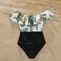 Family Matching Tropical Plant Floral Print One Piece Swimsuit or Swim Trunks Shorts  image 2