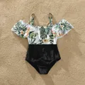 Family Matching Tropical Plant Floral Print One Piece Swimsuit or Swim Trunks Shorts  image 5