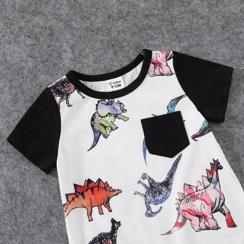 Family Matching Dinosaur Print Dresses and Short-sleeve T-shirts Sets big image 9