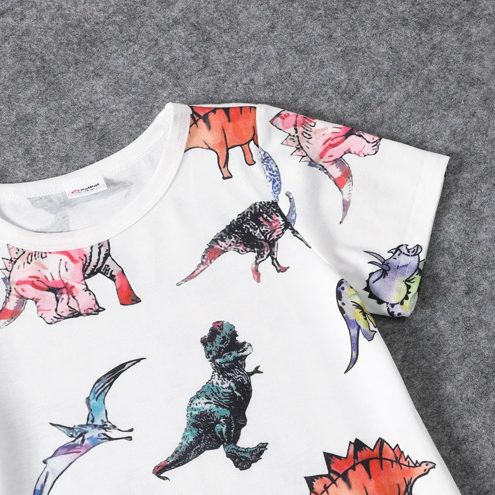 Family Matching Dinosaur Print Dresses and Short-sleeve T-shirts Sets   big image 12