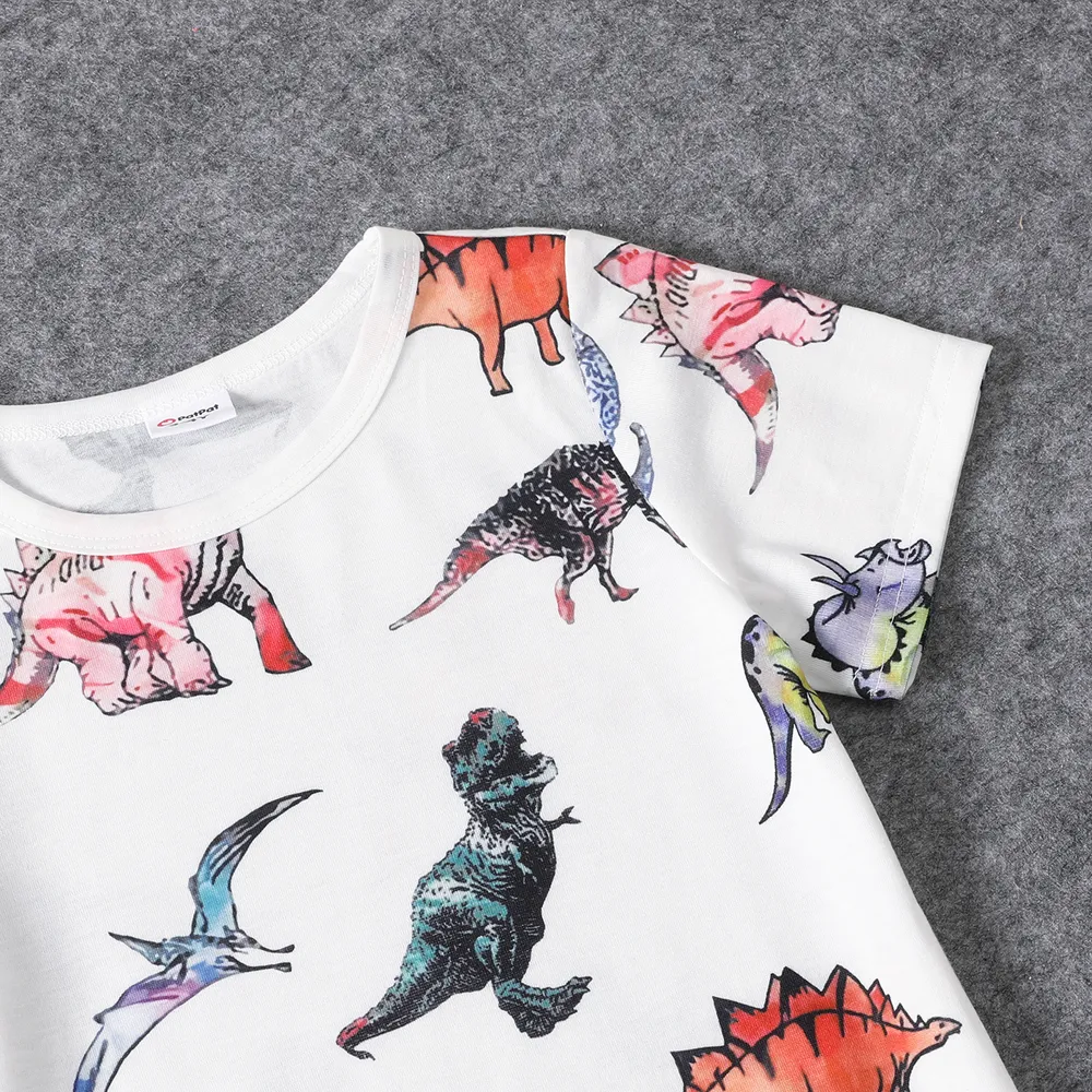 Family Matching Dinosaur Print Dresses and Short-sleeve T-shirts Sets big image 12