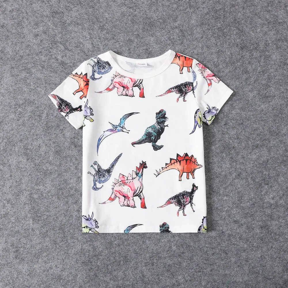 Family Matching Dinosaur Print Dresses and Short-sleeve T-shirts Sets   big image 7