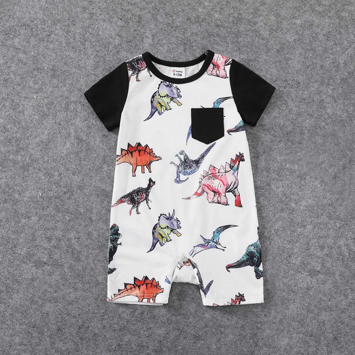 Family Matching Allover Dinosaur Print Spliced Black Cami Dresses And Short-sleeve T-shirts Sets
