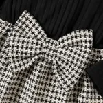 Baby Girl Ruffle Long-sleeve Rib Knit Spliced Tweed Bow Front Dress  image 4