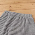 2pcs Toddler Boy Solid Color Ribbed Hooded Sweatshirt and Pants Set Grey image 5