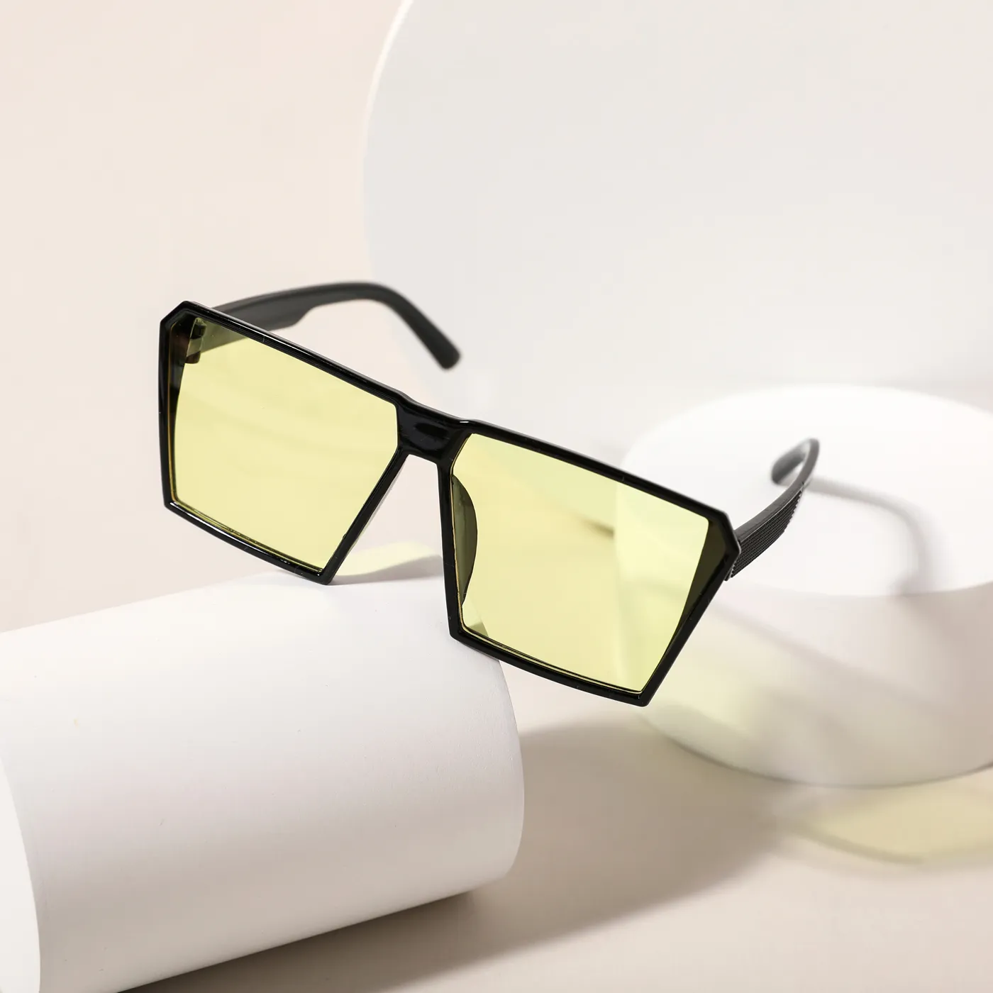 Kids Fashion Yellow Lens Flat Top Shield Decorative Glasses
