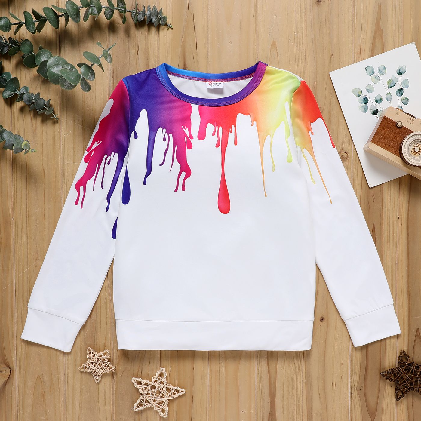 

Kid Boy Painting Print Colorblock Pullover Sweatshirt