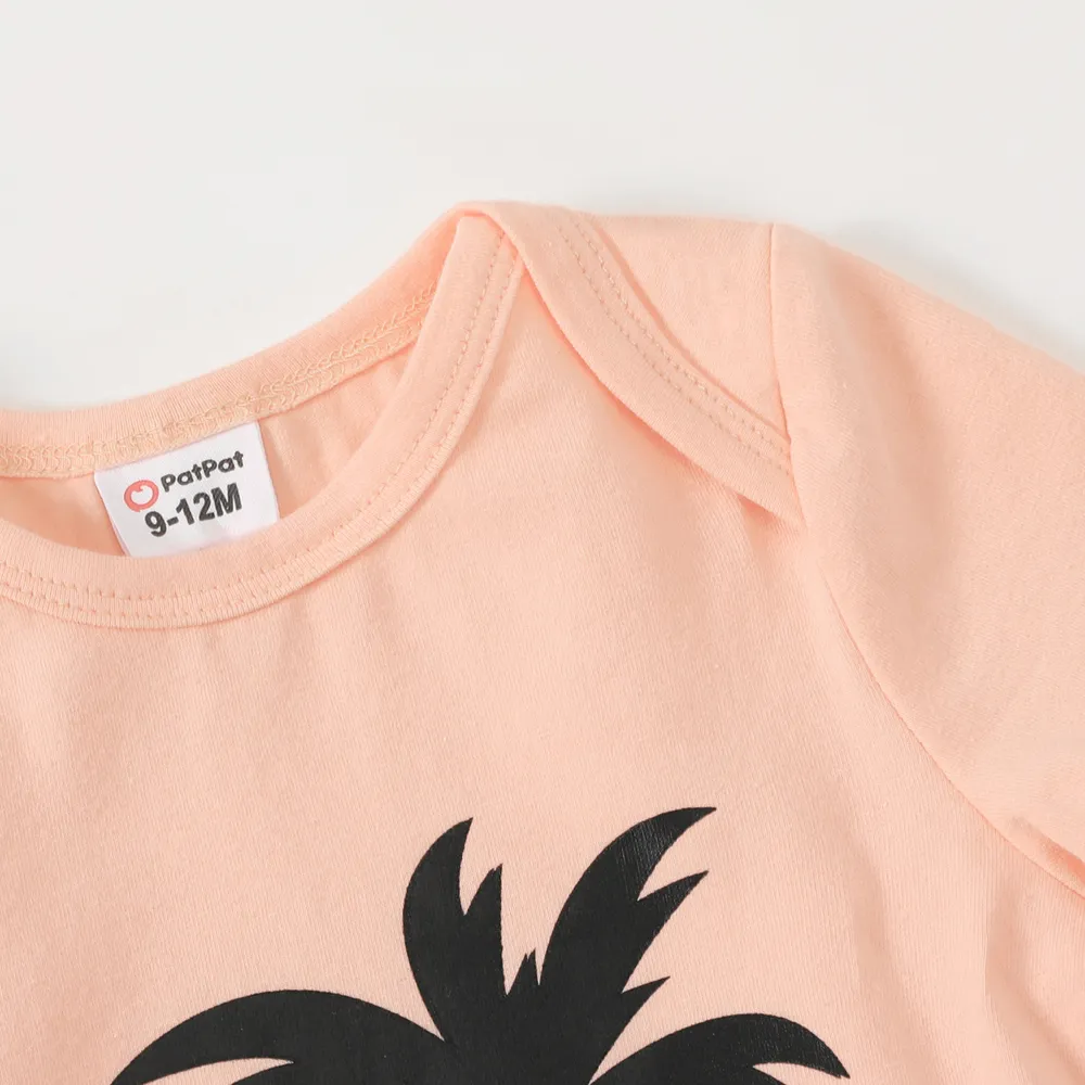Family Matching 95% Cotton Short-sleeve Coconut Tree & Letter Print T-shirts big image 3