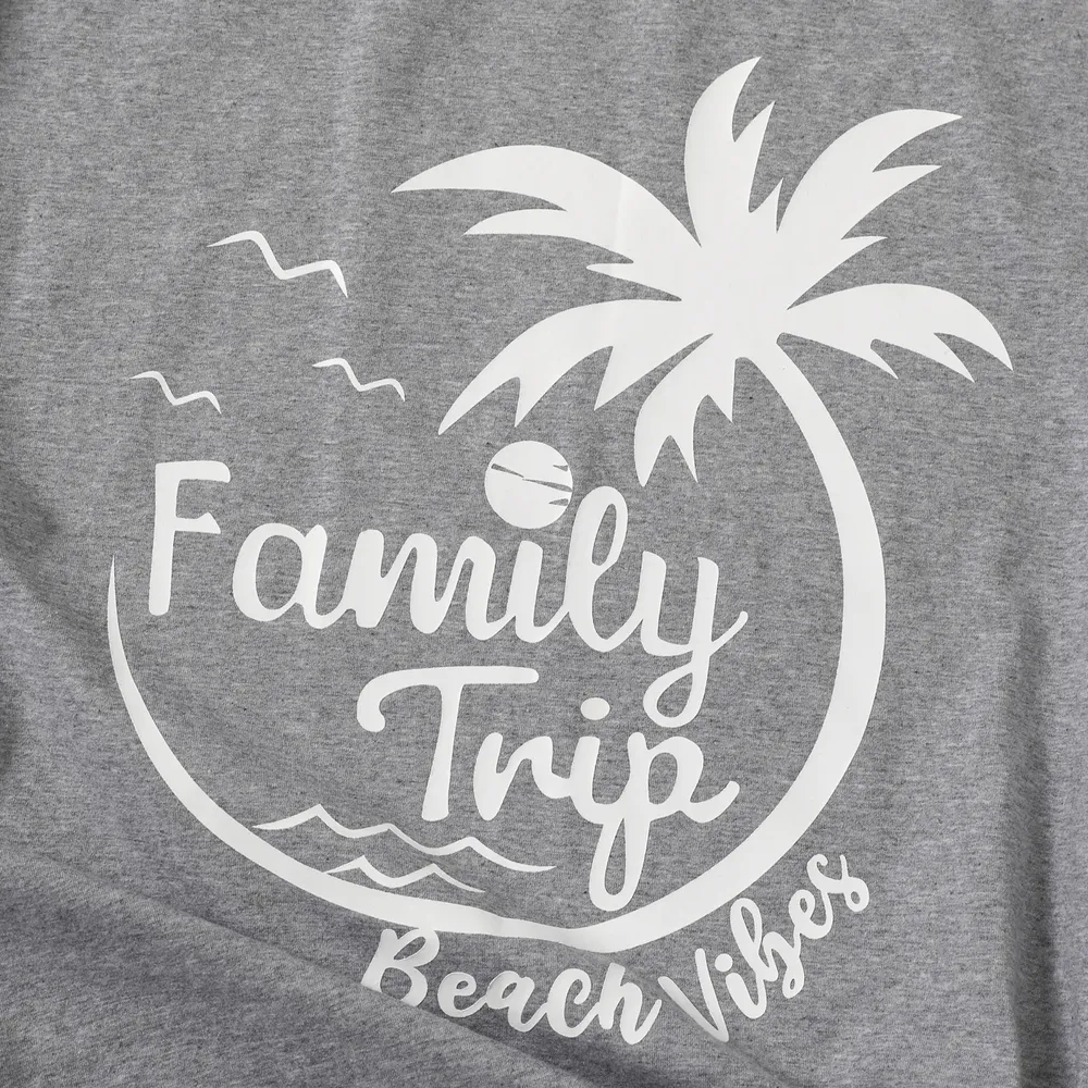 Family Matching 95% Cotton Short-sleeve Coconut Tree & Letter Print T-shirts big image 11