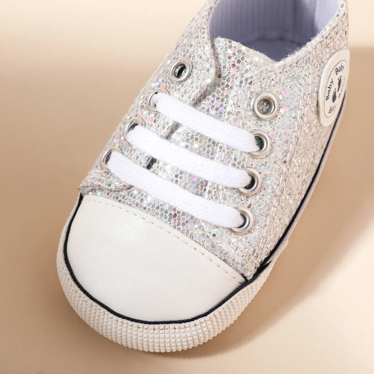 Baby / Toddler Allover Sequin Lace Up Prewalker Shoes Silver big image 1