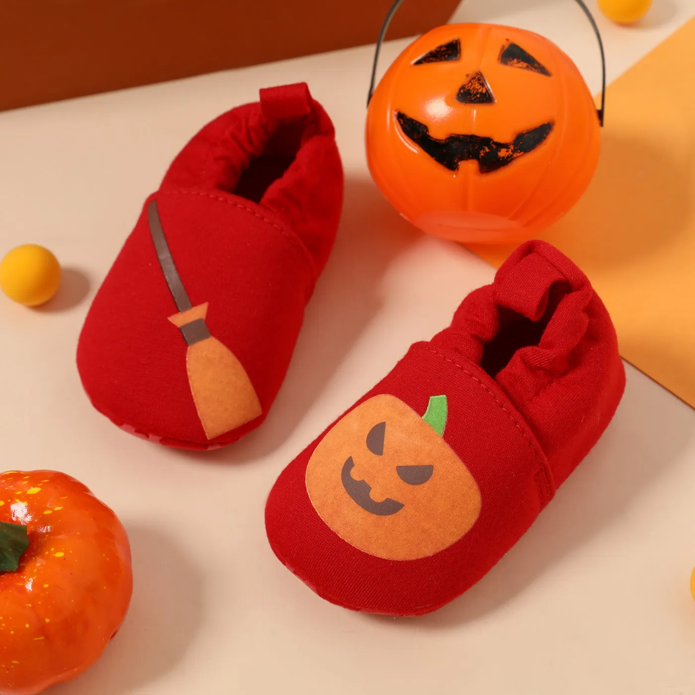 Baby / Toddler Halloween Pumpkin Pattern Red Prewalker Shoes Red image 3