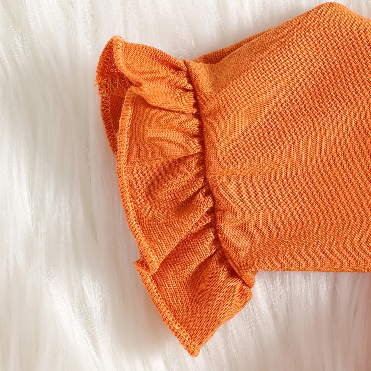 2pcs Kid Girl Floral Print Sleeveless Dress and Ruffled Long-sleeve Orange Cardigan Set KHAKI- big image 1