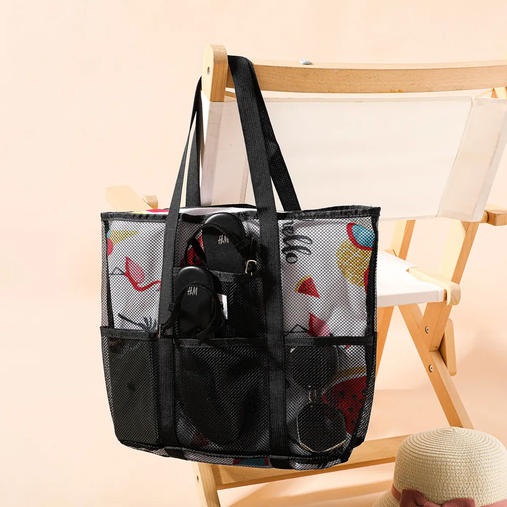 Portable Mesh Shoulder Tote Bag Travel Beach Bag for Mom and Me  big image 6