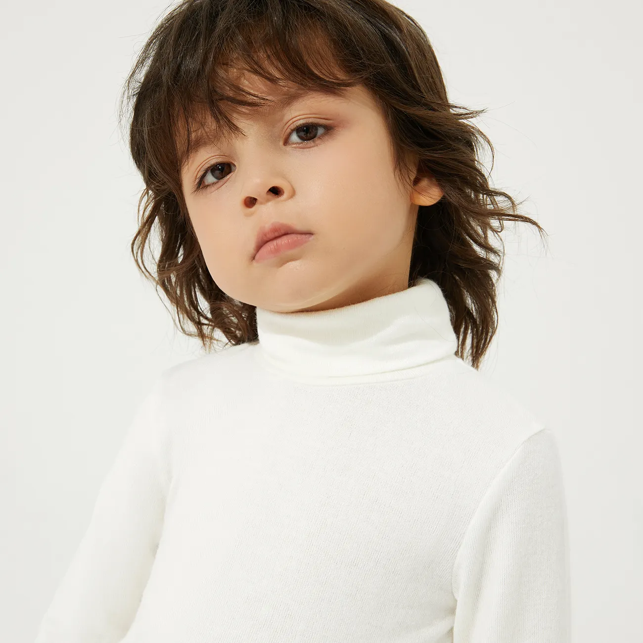 Toddler Girl/Boy Turtleneck Cashmere Solid Knit Sweater White big image 1