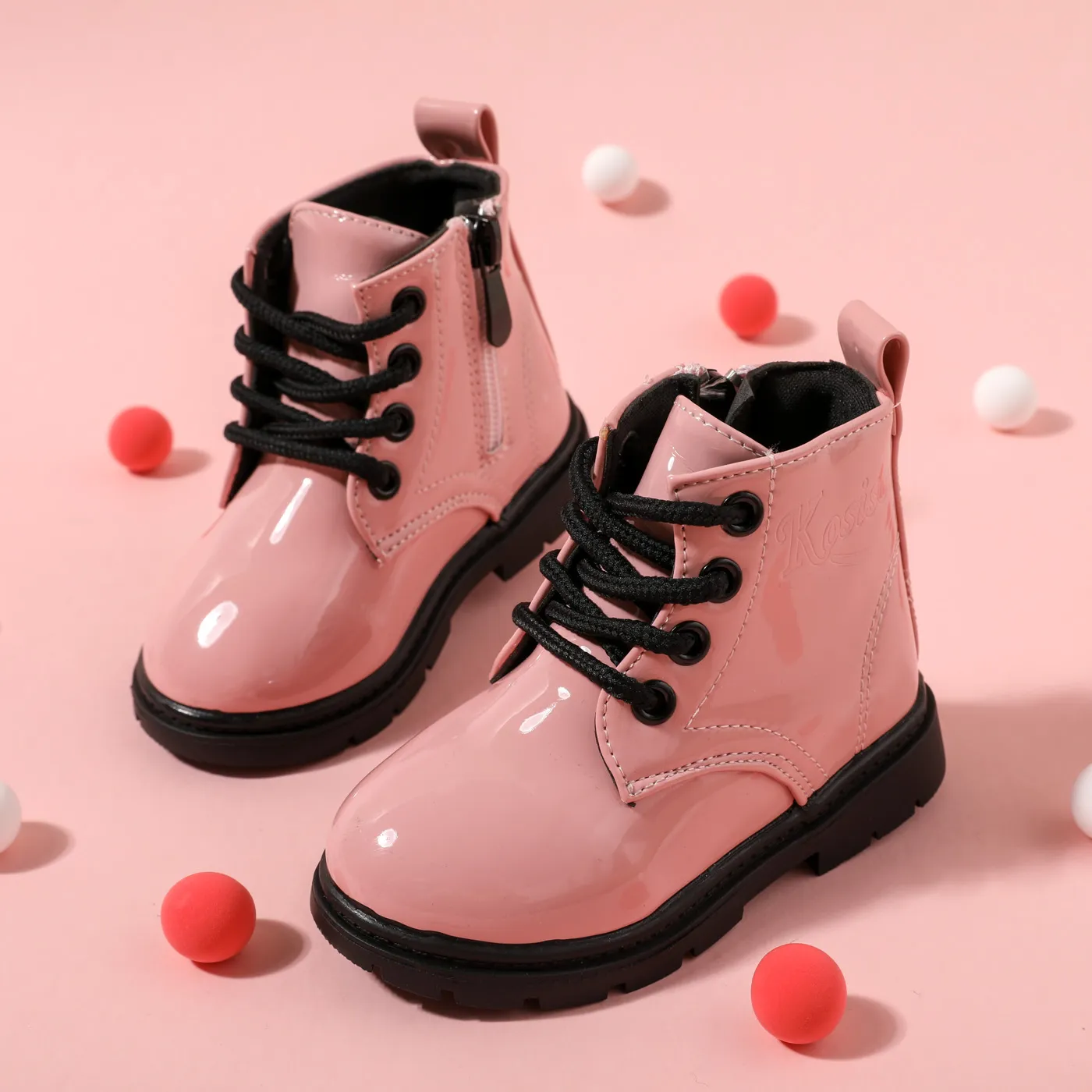 Toddler / Kid Side Zipper Lace Up Front Pink Boots(2 versions shipped randomly) Pink image 3