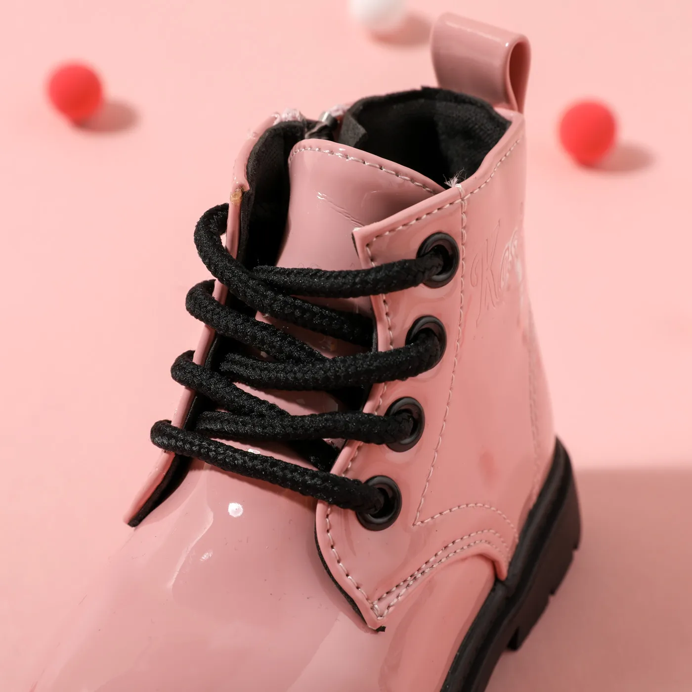 Toddler / Kid Side Zipper Lace Up Front Pink Boots(2 versions shipped randomly) Pink image 5