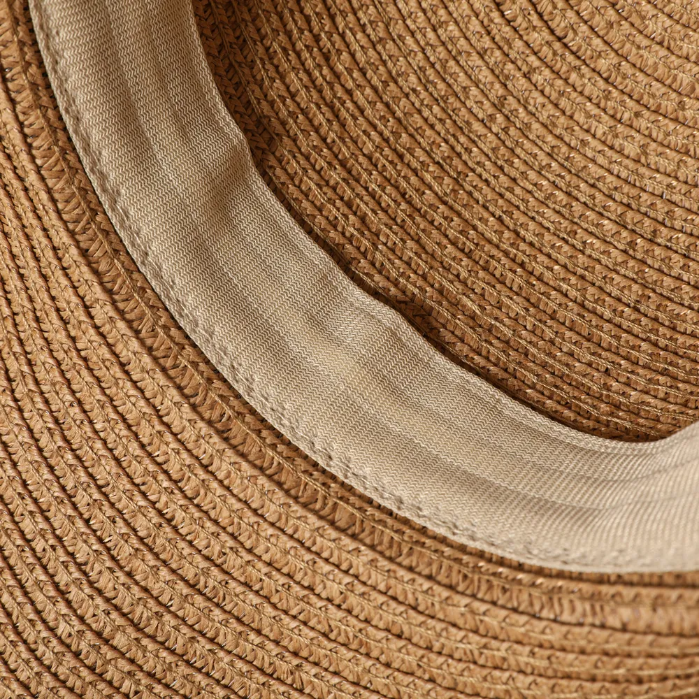 Floral Pattern Bow Decor Ruffled Straw Hat for Mom and Me big image 7
