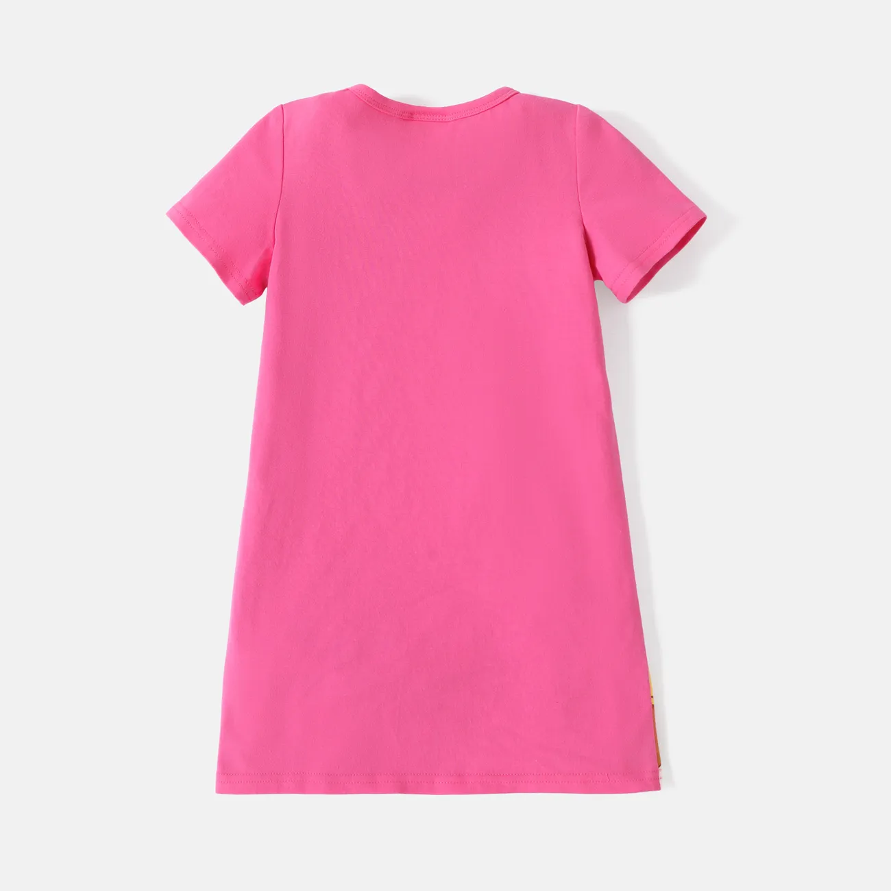 PAW Patrol Toddler Girl Letter Print Colorblock Short-sleeve Cotton Dress PinkyWhite big image 1