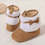 Baby / Toddler Bow Decor Khaki Plush Prewalker Shoes  image 2
