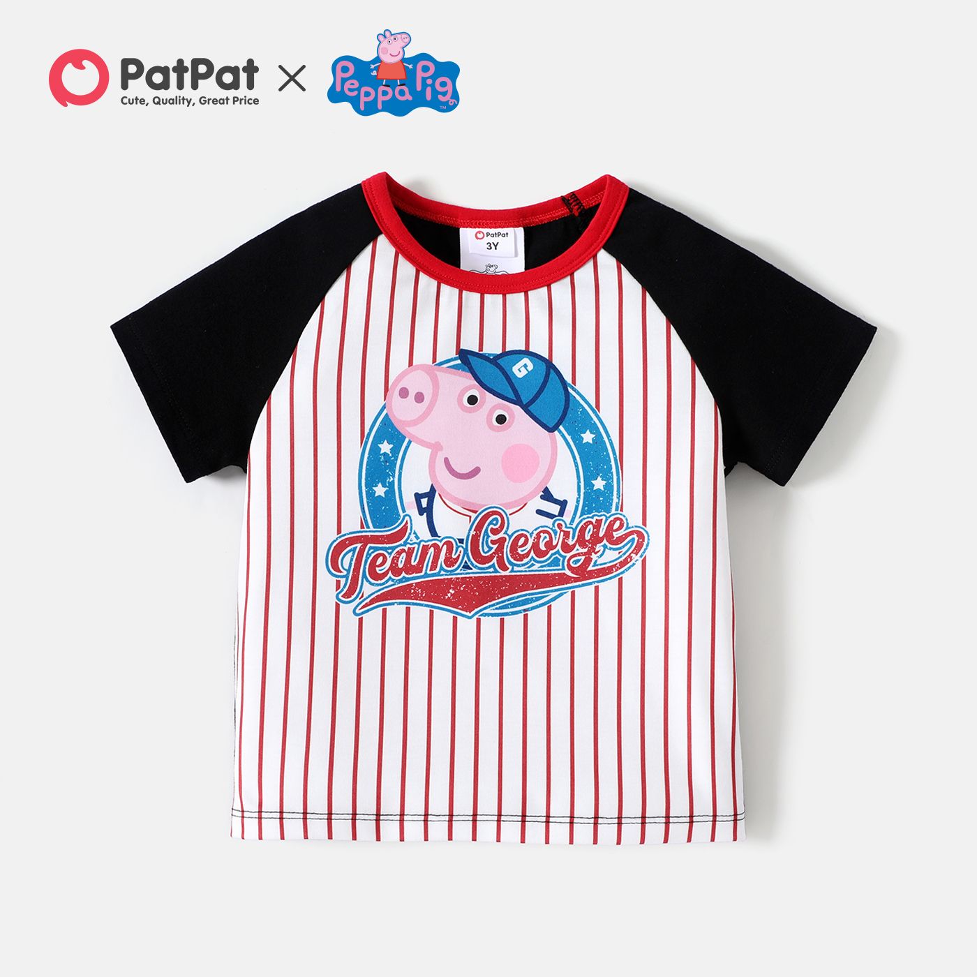 

Peppa Pig Toddler Boy Stripe Short Raglan Sleeve Tee