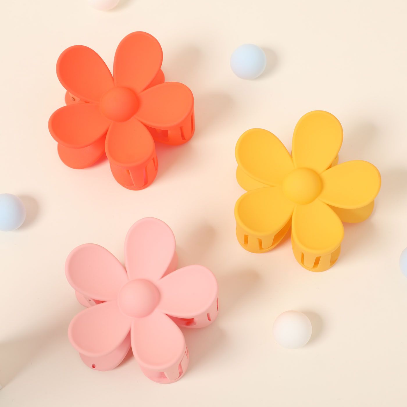 

3-pack Solid Flower Shape Hair Claw for Girls