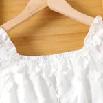 Kid Girl 3D Floral Design Smocked Splice Square Neck Mesh Long-sleeve Dress  image 3