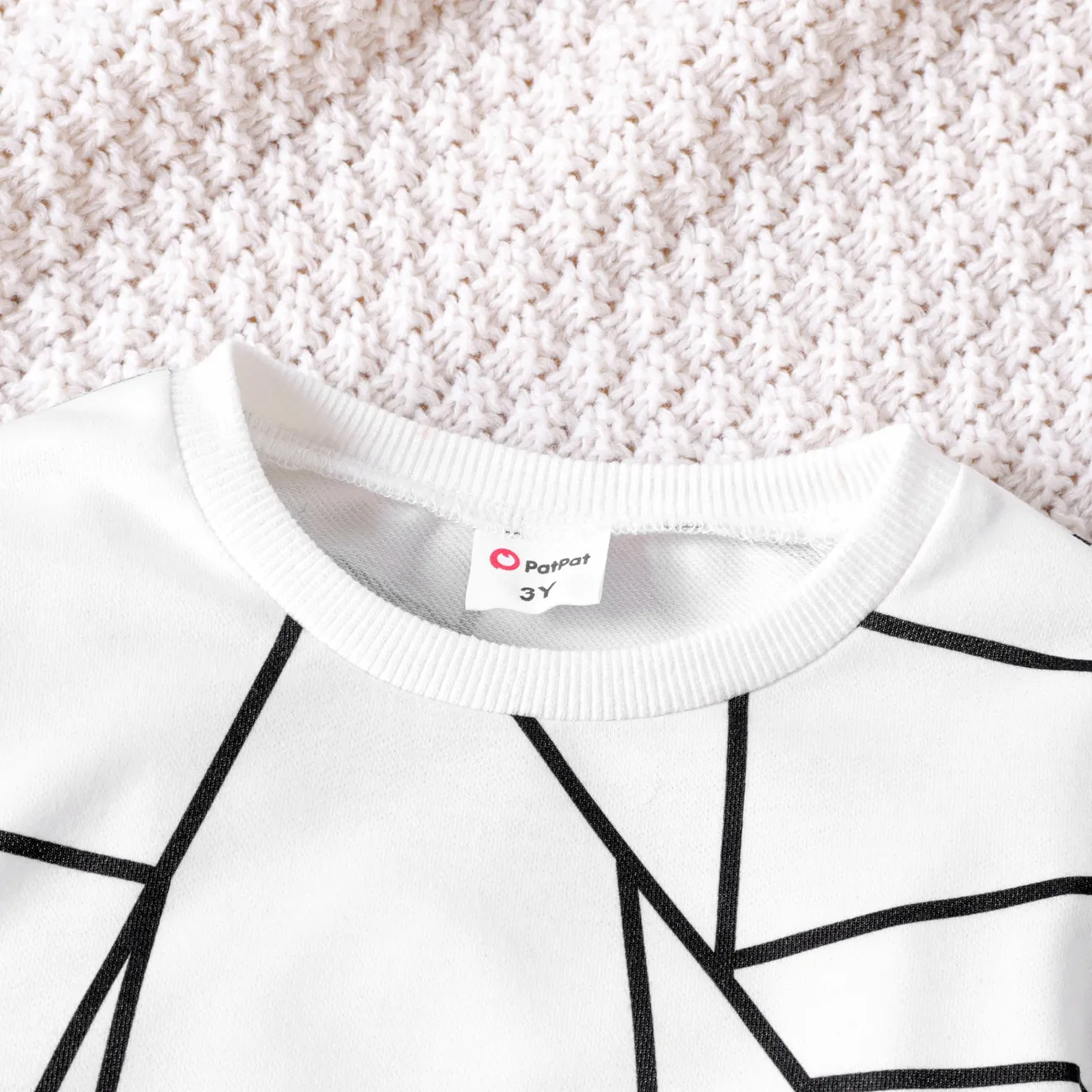 Toddler Boy Geo Print Long-sleeve Pullover Sweatshirt White big image 1