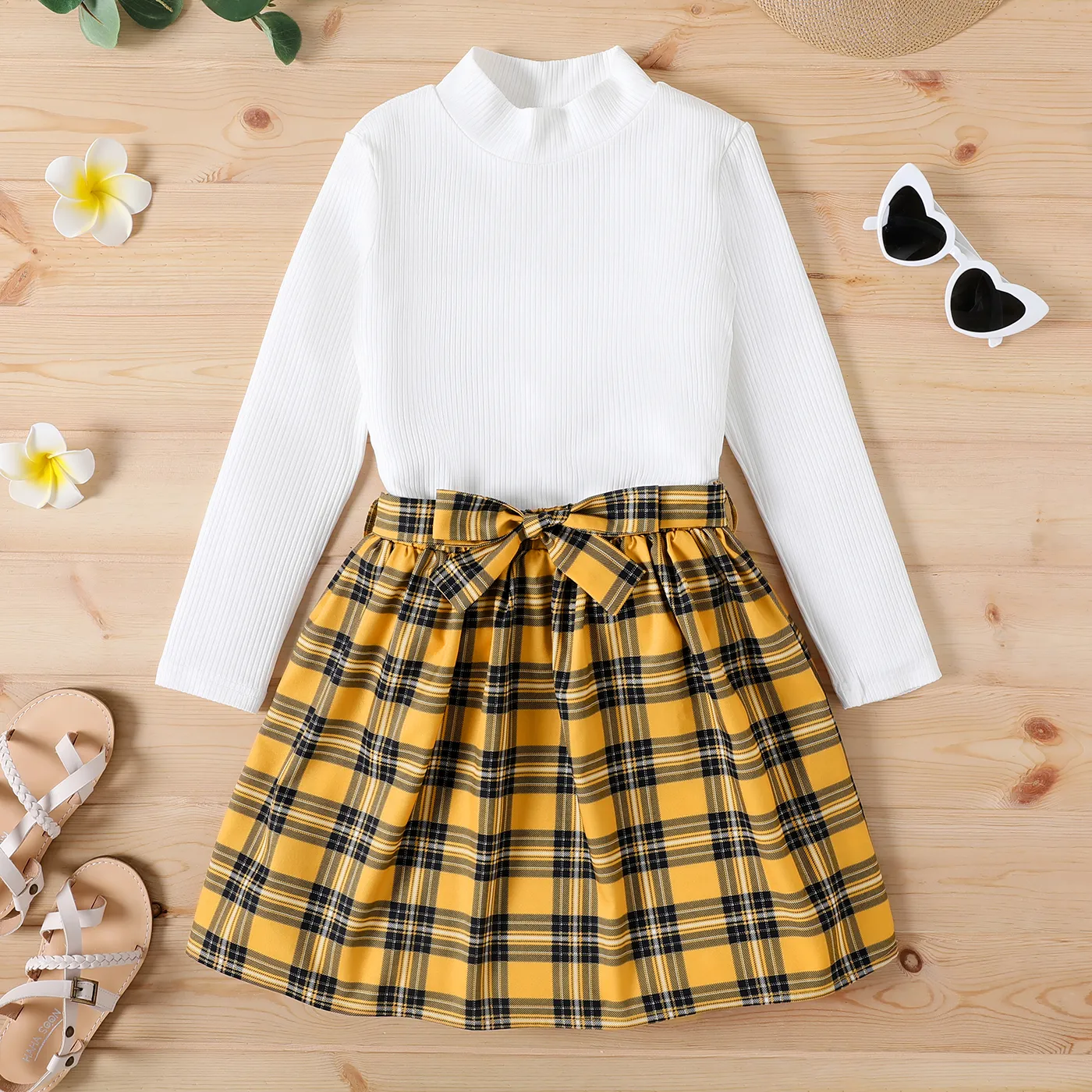 Black and white yellow hotsell plaid skirt