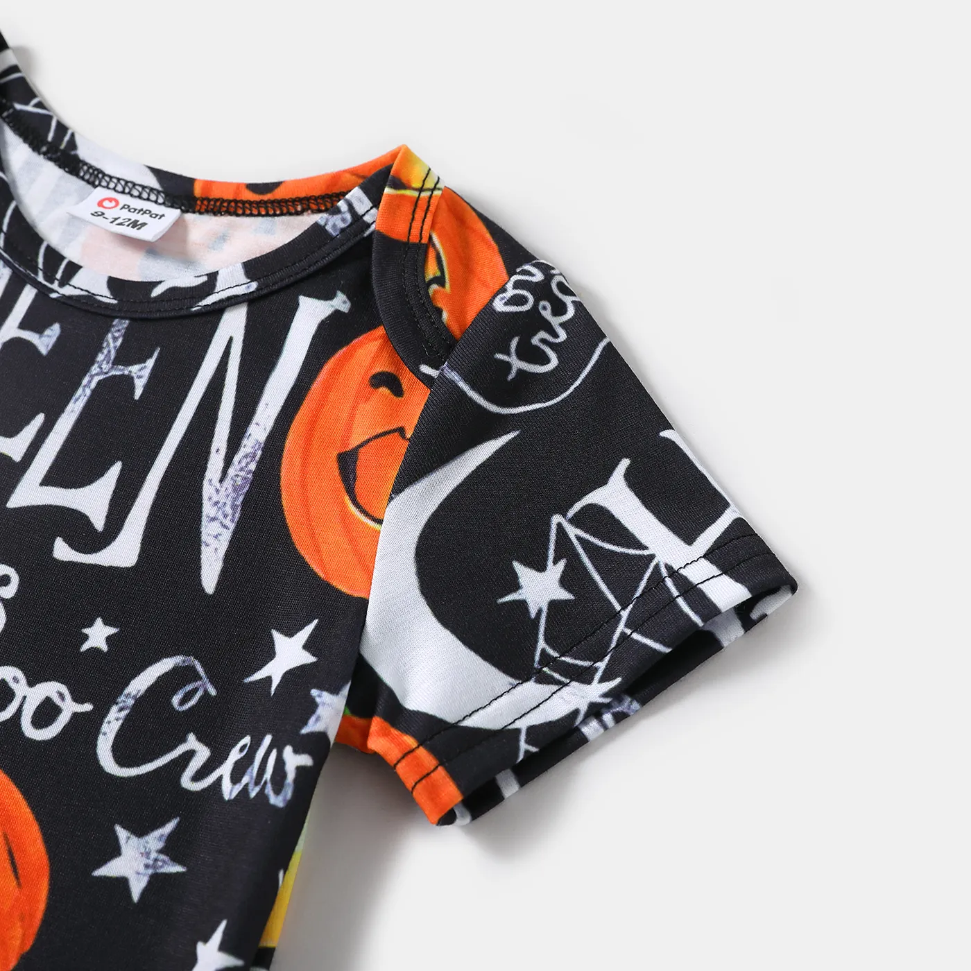 Halloween Allover Pumpkin & Letter Print Short-sleeve Bodycon T-shirt Dress for Mom and Me  image 4