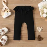 Baby Girl 95% Cotton Rib Knit Ruffle Trim Pants Leggings Black