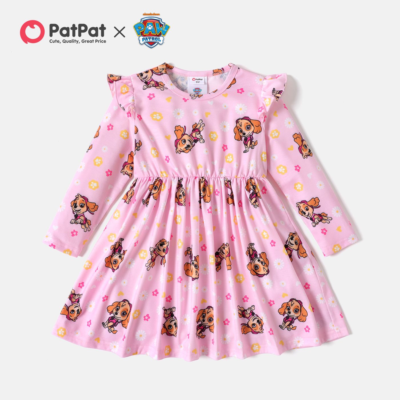 

PAW Patrol Toddler Girl Allover Print Ruffled Long-sleeve Dress