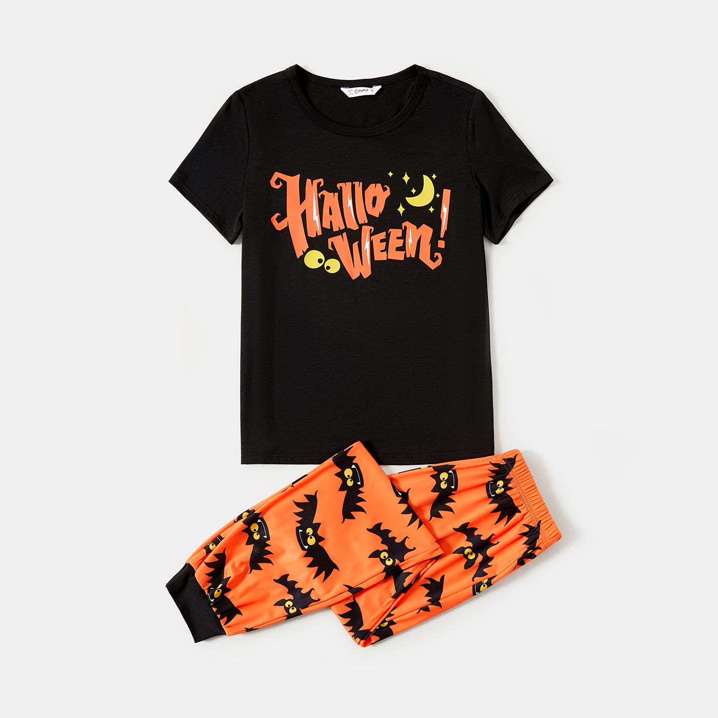 Halloween Family Matching Letter & Bat Print Short-sleeve Pajamas Sets (Flame Resistant)