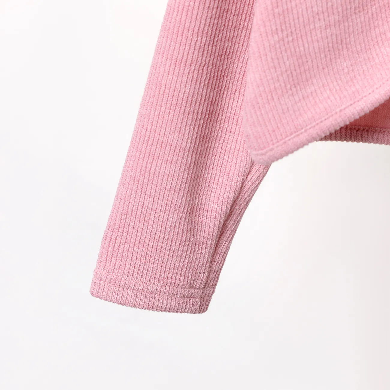 Toddler Girl Solid Color Bowknot Design Ribbed Cardigan Jacket Pink big image 1