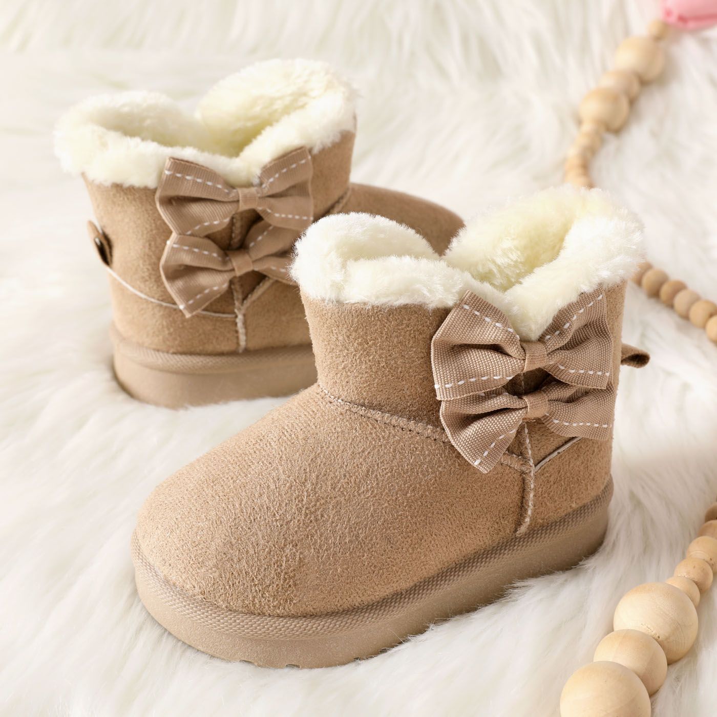 

Toddler / Kid Bow Decor Plush Thermal Lined Snow Boots