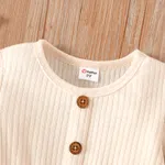 Toddler Girl Solid Color Button Design Ribbed Long-sleeve Dress  image 4