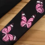 2pcs Kid Girl Butterfly Print Colorblock Cut Out Sweatshirt and Elasticized Leggings Set  image 3