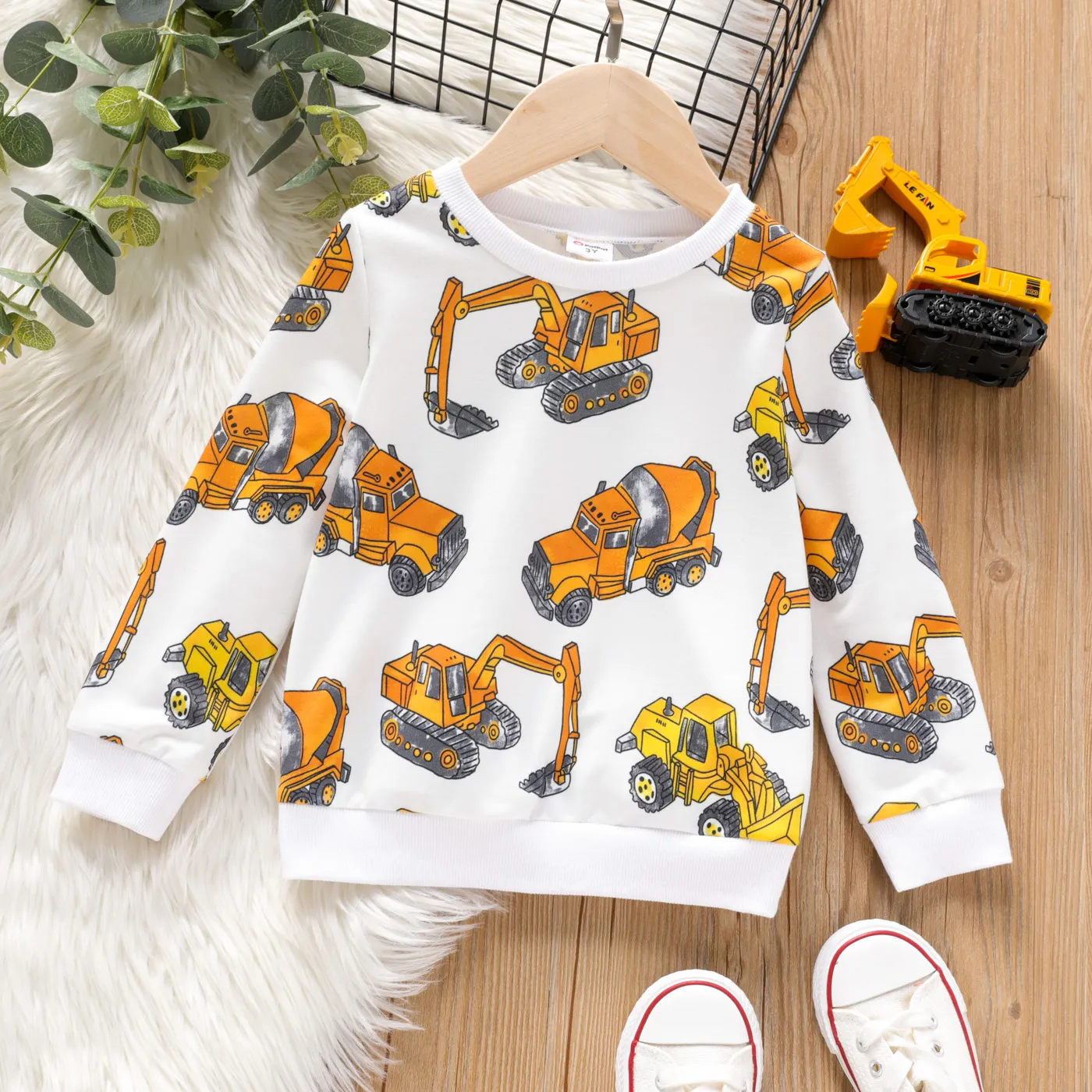 Toddler Boy Vehicle Excavator Print Pullover Sweatshirt  image 3