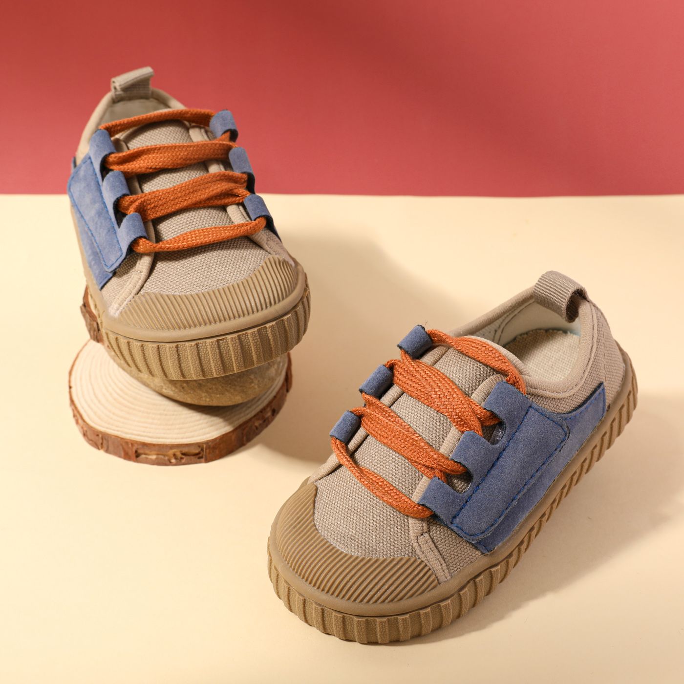 

Toddler / Kid Color Block Lace Up Casual Canvas Shoes