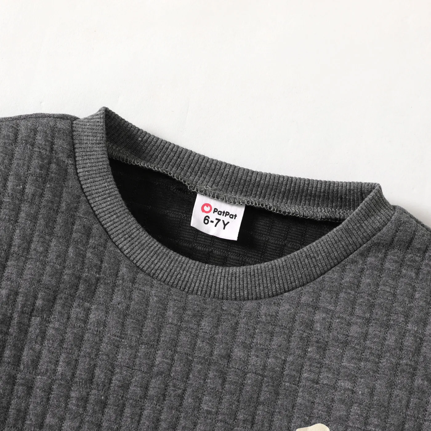 Criança Menino Costuras de tecido Estampado animal Pullover Sweatshirt Cinza Escuro image 3