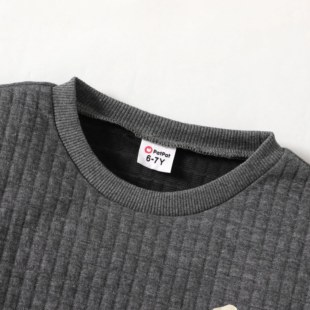 Criança Menino Costuras de tecido Estampado animal Pullover Sweatshirt Cinza Escuro big image 1
